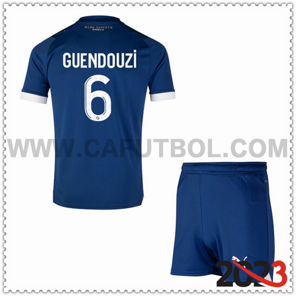 Segunda Equipacion del Marsella OM GUENDOUZI #6 Ninos 2023 2024