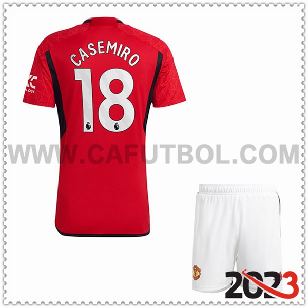 Primera Equipacion del Manchester United CASEMIRO #18 Ninos 2023 2024