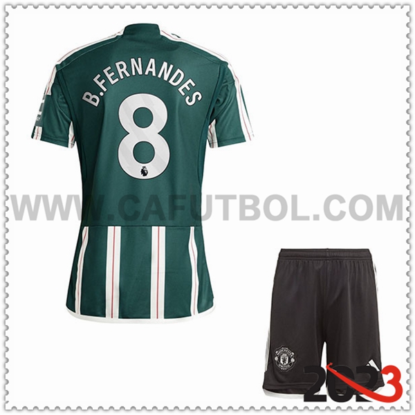 Segunda Equipacion del Manchester United B. FERNANDES #8 Ninos 2023 2024