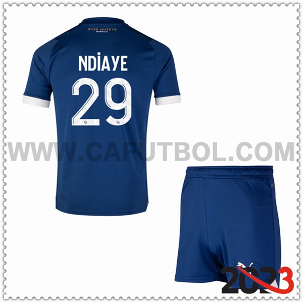 Segunda Equipacion del Marsella OM NDIAYE #29 Ninos 2023 2024