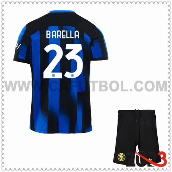 Primera Equipacion del Inter Milan BARELLA #23 Ninos 2023 2024