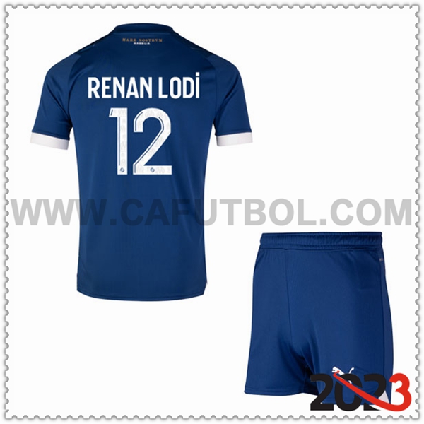 Segunda Equipacion del Marsella OM RENAN LODI #12 Ninos 2023 2024
