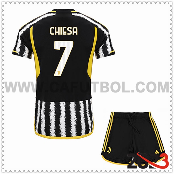 Primera Equipacion del Juventus CHIESA #7 Ninos 2023 2024