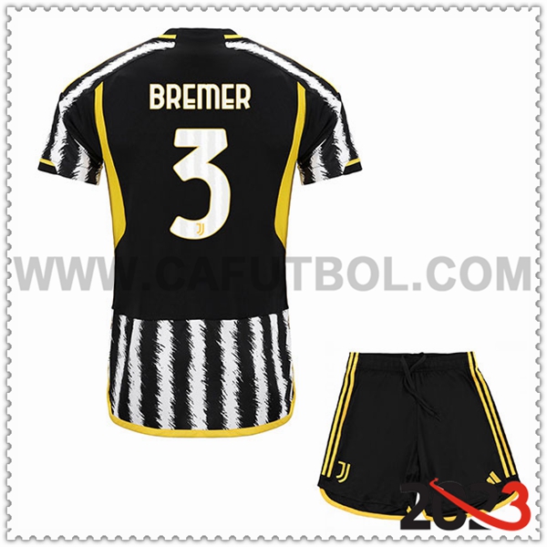 Primera Equipacion del Juventus BREMER #3 Ninos 2023 2024