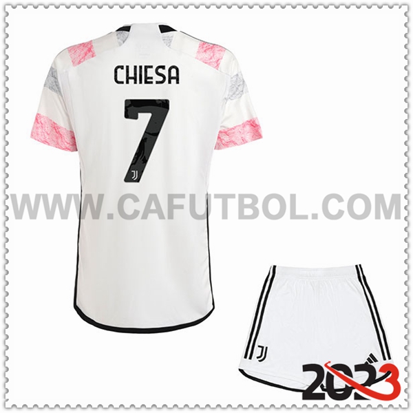Segunda Equipacion del Juventus CHIESA #7 Ninos 2023 2024