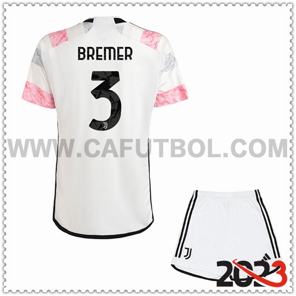 Segunda Equipacion del Juventus BREMER #3 Ninos 2023 2024