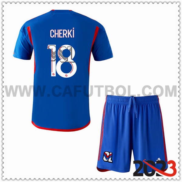 Segunda Equipacion del Lyon OL CHERKI #18 Ninos 2023 2024