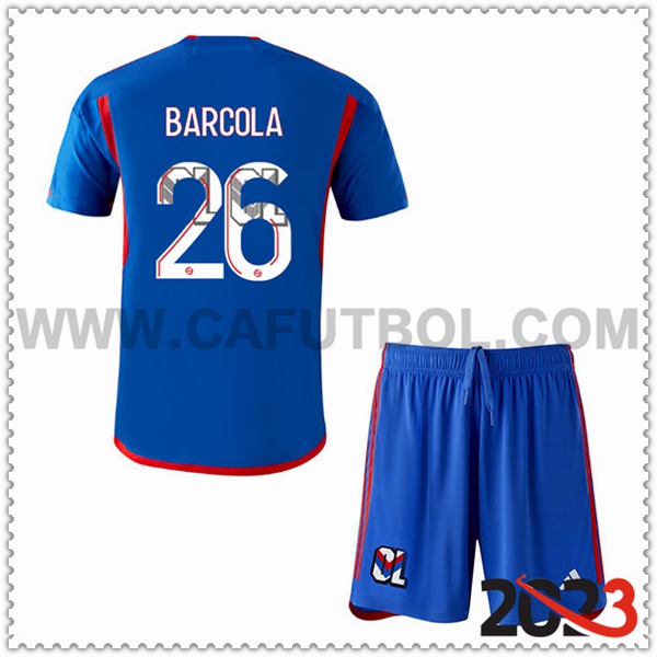 Segunda Equipacion del Lyon OL BARCOLA #26 Ninos 2023 2024