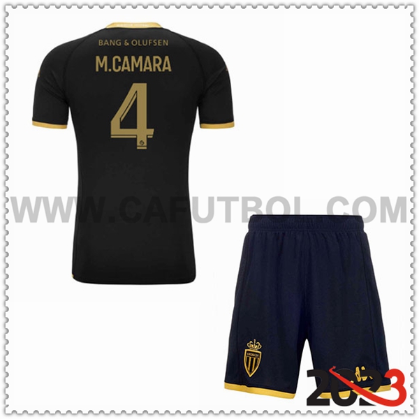 Segunda Equipacion del AS Monaco M.CAMARA #4 Ninos 2023 2024