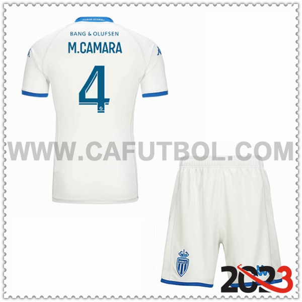 Tercera Equipacion del AS Monaco M.CAMARA #4 Ninos 2023 2024