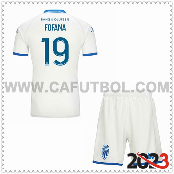 Tercera Equipacion del AS Monaco FOFANA #19 Ninos 2023 2024