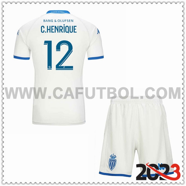 Tercera Equipacion del AS Monaco C.HENRIQUE #12 Ninos 2023 2024