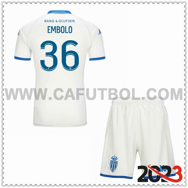 Tercera Equipacion del AS Monaco EMBOLO #36 Ninos 2023 2024