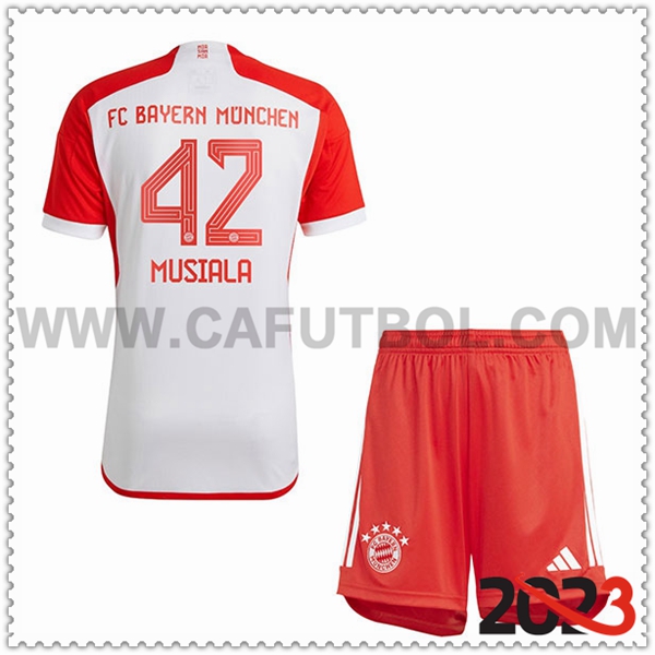 Primera Equipacion del Bayern Munich MUSIALA #42 Ninos 2023 2024
