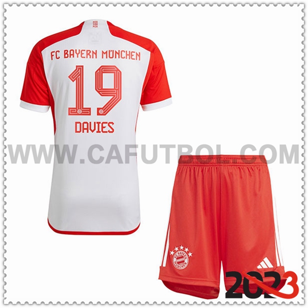Primera Equipacion del Bayern Munich DAVIES #19 Ninos 2023 2024