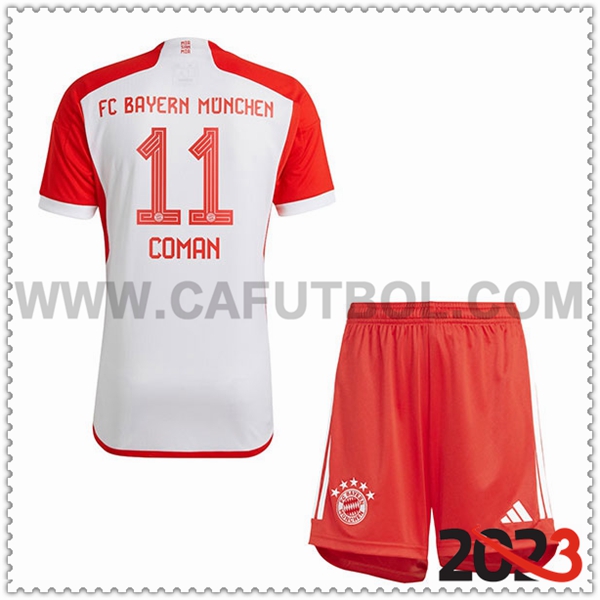 Primera Equipacion del Bayern Munich COMAN #11 Ninos 2023 2024