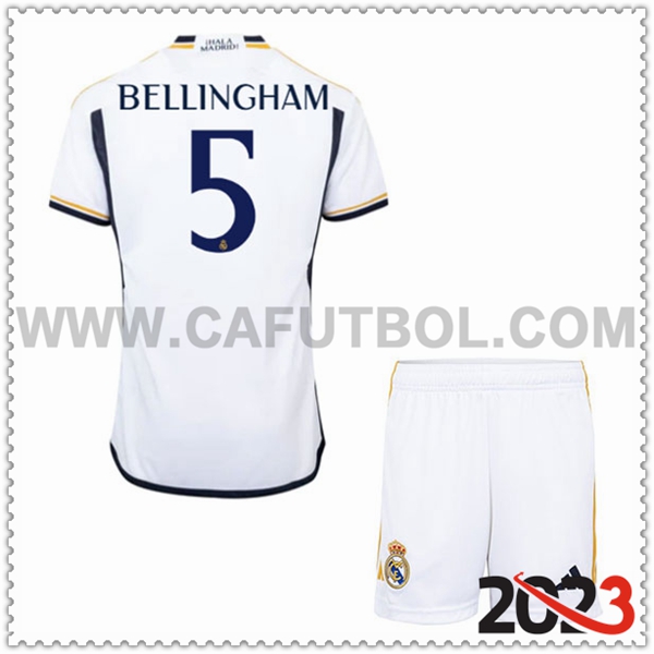 Primera Equipacion del Real Madrid BELLINGHAM #5 Ninos 2023 2024