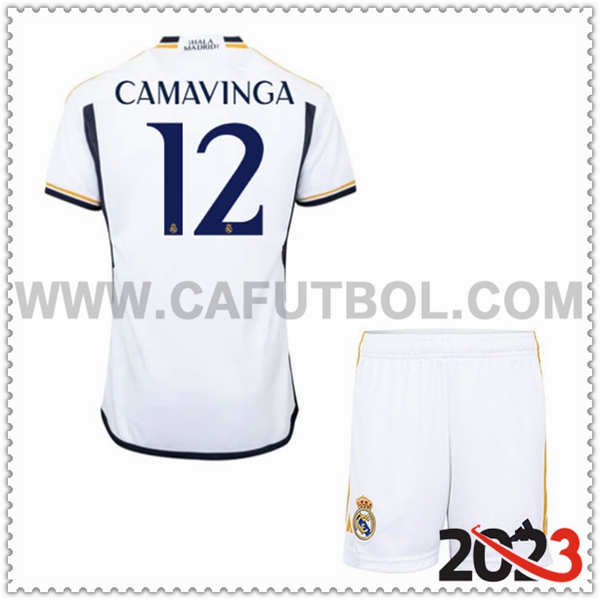 Primera Equipacion del Real Madrid CAMAVINGA #12 Ninos 2023 2024