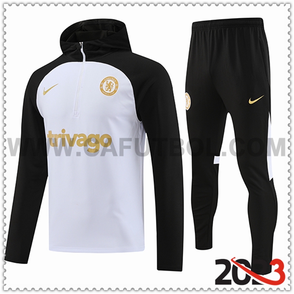 Chaqueta Con Capucha Chandal FC Chelsea Blanco/Negro 2023 2024
