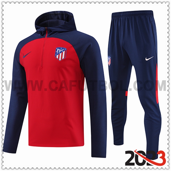 Chaqueta Con Capucha Chandal Atletico Madrid Rojo 2023 2024