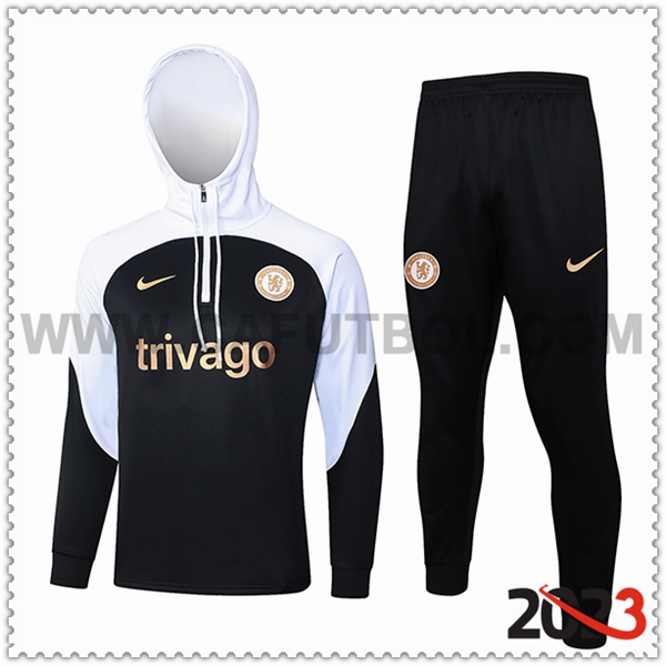 Chaqueta Con Capucha Chandal FC Chelsea Blanco/Negro 2023 2024 -03