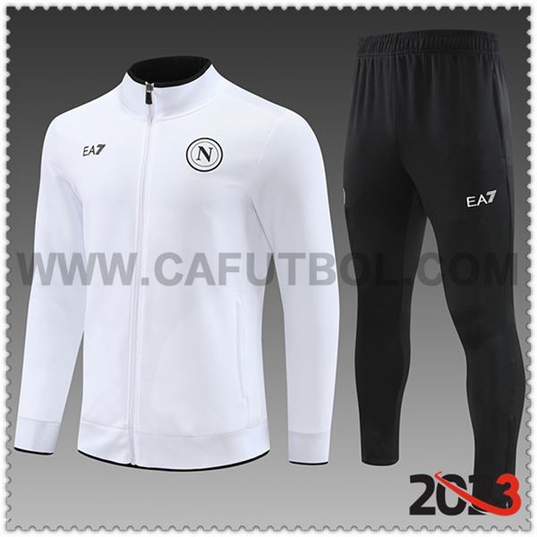 Chaqueta Chandal Futbol SSC Nápoles Ninos Blanco/Negro 2023 2024