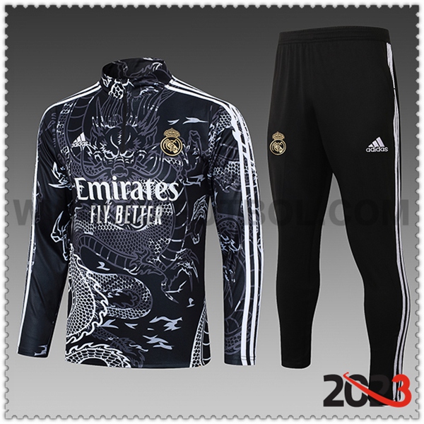 Chandal Futbol Real Madrid Ninos Gris/Negro/Blanco 2023 2024