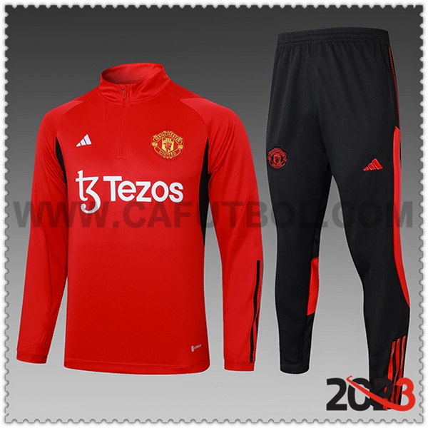 Chandal Futbol Manchester United Ninos Rojo/Negro 2023 2024