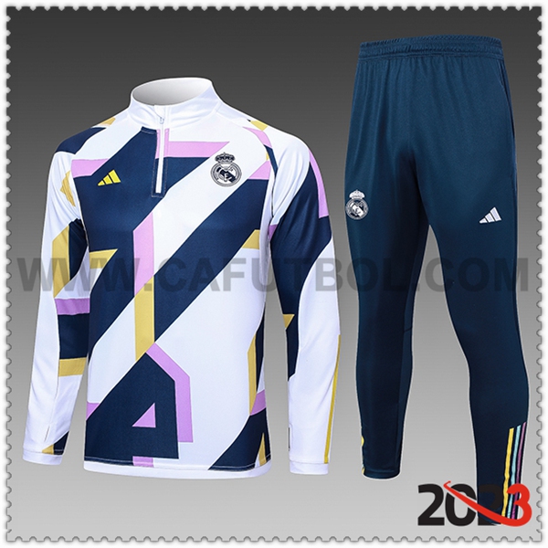 Chandal Futbol Real Madrid Ninos Blanco/Azul/Violeta 2023 2024