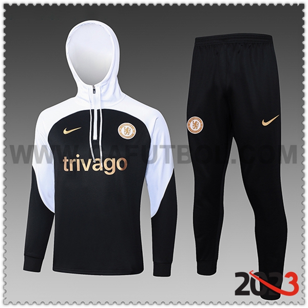 Chaqueta Con Capucha Chandal FC Chelsea Ninos Blanco/Negro 2023 2024 -03