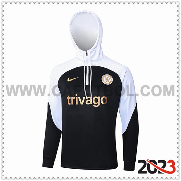 Sudadera Entrenamiento Capucha FC Chelsea Blanco/Negro 2023 2024 -02
