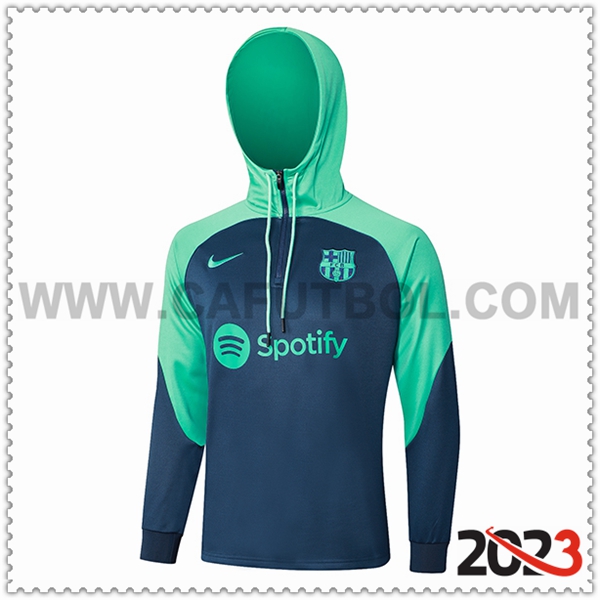 Sudadera Entrenamiento Capucha FC Barcelona Azul/Verde 2023 2024