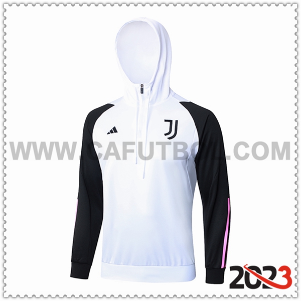 Sudadera Entrenamiento Capucha Juventus Blanco/Negro/Rosa 2023 2024