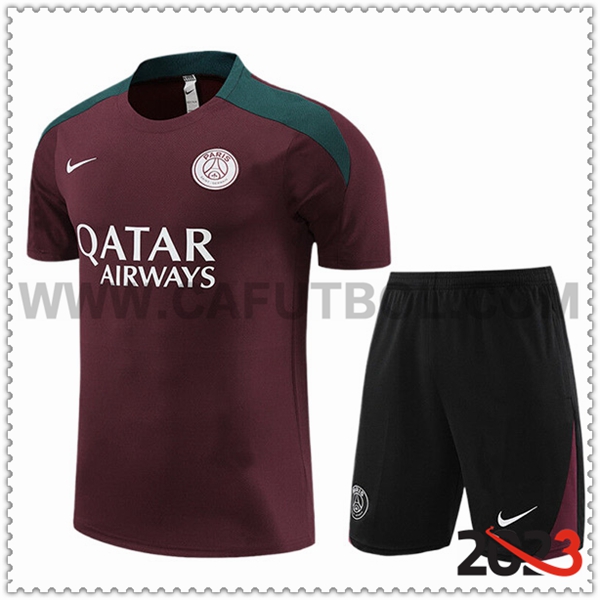 Camiseta Entrenamiento + Cortos PSG Ninos Rojo/Negro 2023 2024