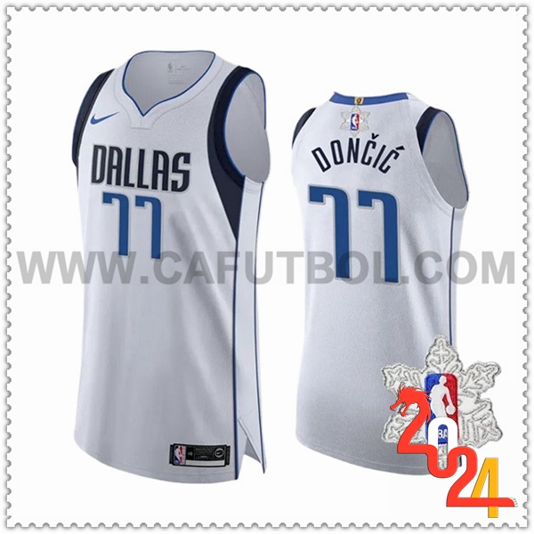 Camisetas Dallas Mavericks (DONCIC #77) 2023/24 Blanco/Azul