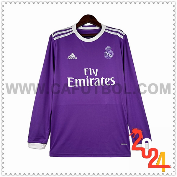 Segunda Camiseta Retro Real Madrid Mangas largas 2016/2017