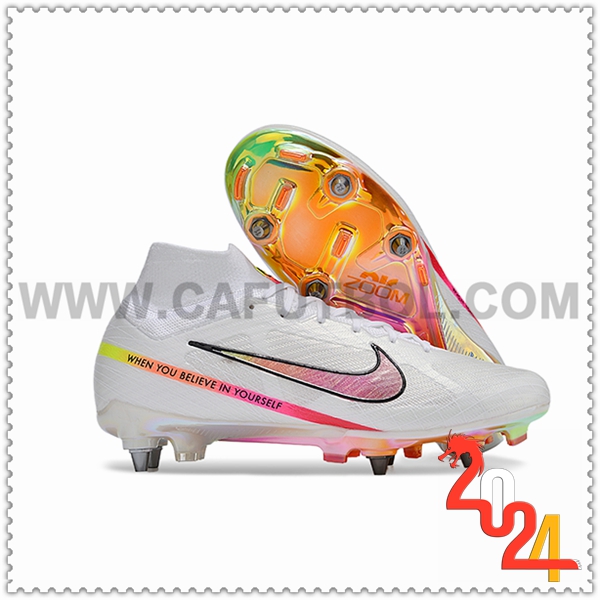 Nike Zapatos Futbol Air Zoom Mercurial Superfly IX Elite SG Blanco/Negro/Rosa