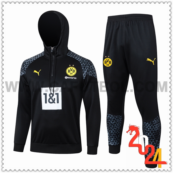 Chaqueta Con Capucha Chandal Dortmund BVB Negro/Gris 2023 2024