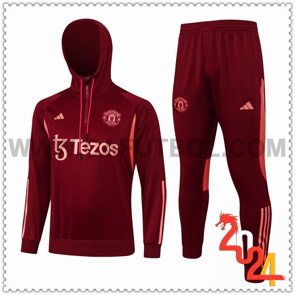 Chaqueta Con Capucha Chandal Manchester United Rojo/Naranja 2023 2024