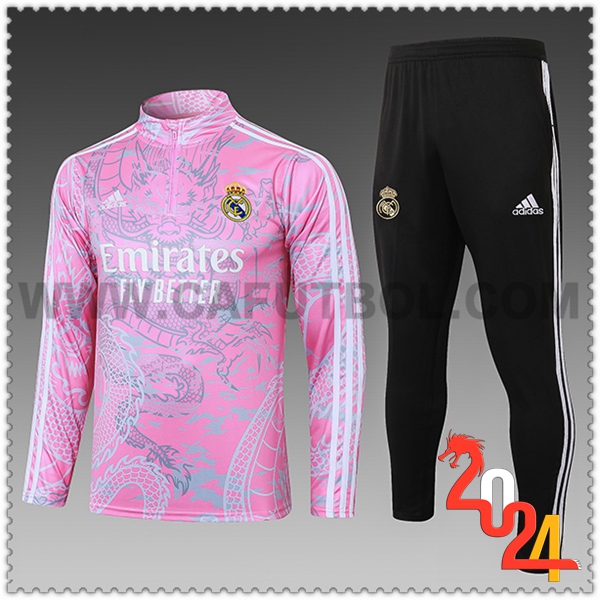 Chandal Futbol Real Madrid Ninos Rosa/Gris/Negro 2023 2024
