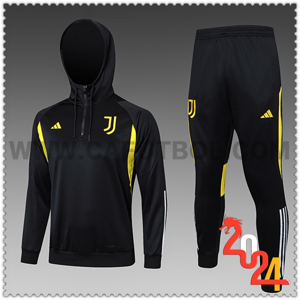 Chaqueta Con Capucha Chandal Juventus Ninos Negro/Amarillo 2023 2024