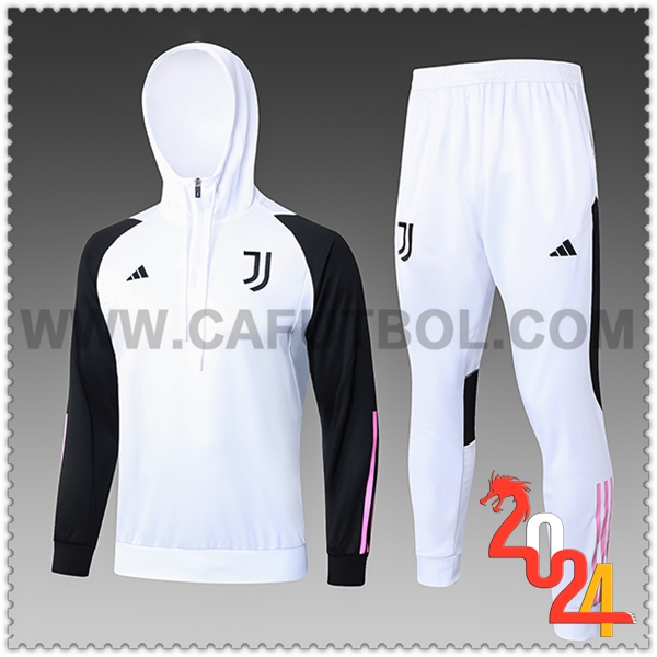 Chaqueta Con Capucha Chandal Juventus Ninos Blanco/Negro 2023 2024