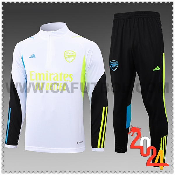 Chandal Futbol Arsenal Ninos Blanco/Negro/Amarillo 2023 2024