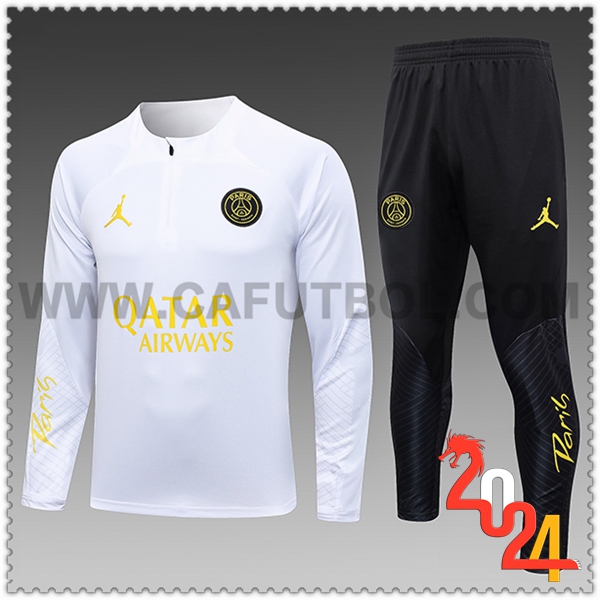 Chandal Futbol PSG Ninos Blanco/Negro/Amarillo 2023 2024