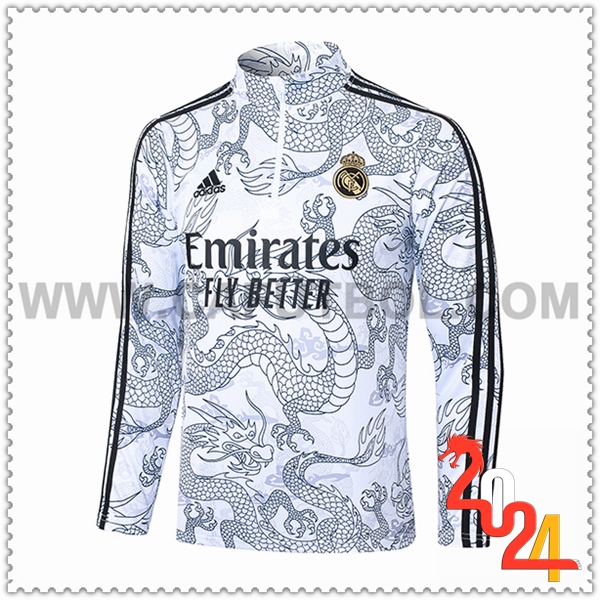 Sudadera Entrenamiento Real Madrid Blanco/Negro 2023 2024