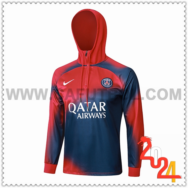 Sudadera Entrenamiento Capucha PSG Rojo/Azul 2023 2024