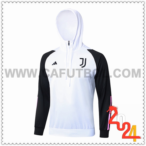 Sudadera Entrenamiento Capucha Juventus Blanco/Negro/Rosa 2023 2024 -02