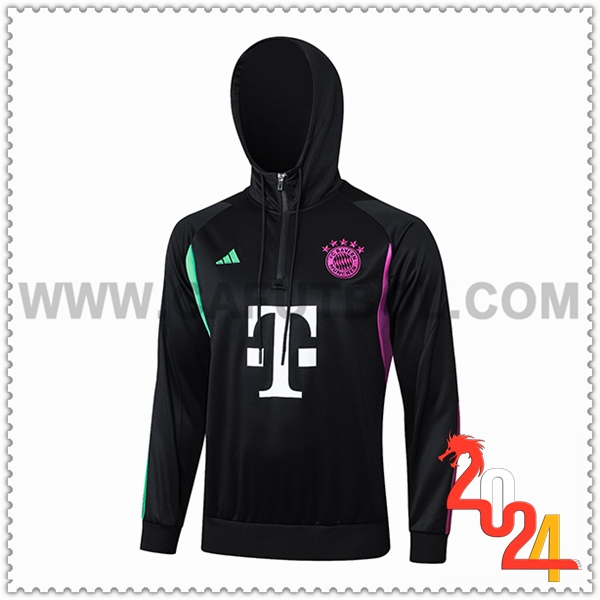 Sudadera Entrenamiento Capucha Bayern Munich Negro/Violeta/Verde 2023 2024