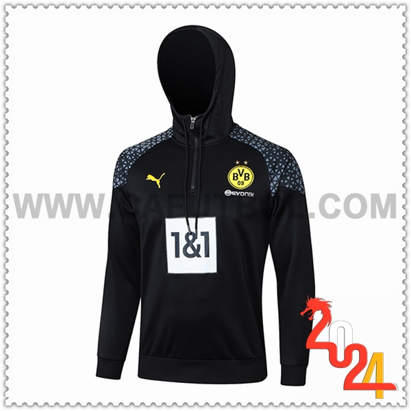 Sudadera Entrenamiento Capucha Dortmund BVB Negro/Gris 2023 2024