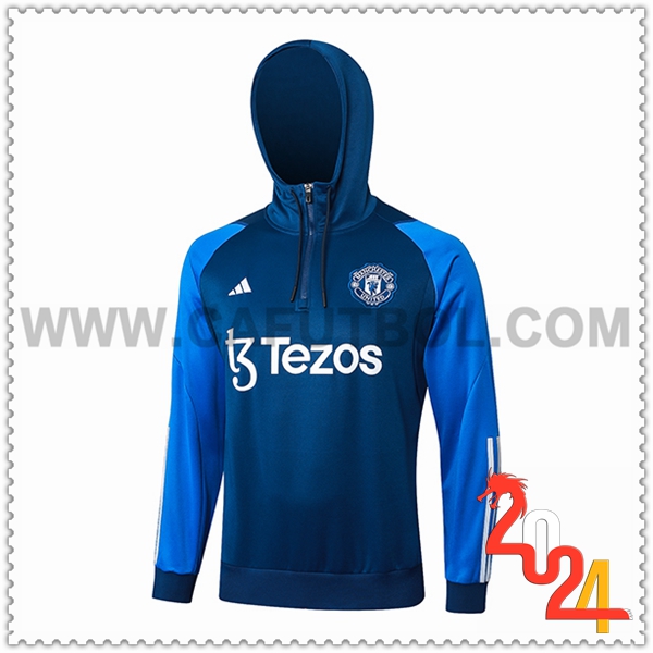 Sudadera Entrenamiento Capucha Manchester United Azul 2023 2024
